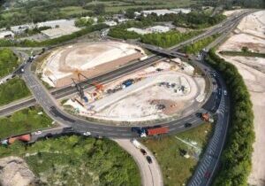 Aerial image of junction 9 of the M3